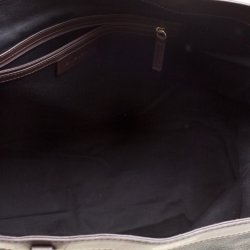 مملوكة مسبقًا حقيبة يد جيفنشي شوبر جلد وكانفاس شهيرة بنية/ رمادية