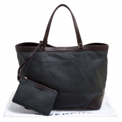 مملوكة مسبقًا حقيبة يد جيفنشي شوبر جلد وكانفاس شهيرة بنية/ رمادية