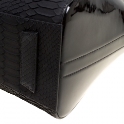 Givenchy Black Python and Patent Leather Small Antigona Top Handle Bag