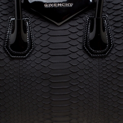 Givenchy Black Python and Patent Leather Small Antigona Top Handle Bag