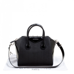 Givenchy Black Python and Patent Leather Small Antigona Top Handle Bag