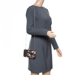 Pre Owned حقيبة كلتش جيفنشي صندوقية طباعة زهور متعددة الألوان/ سوداء