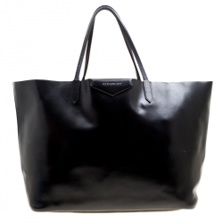 Pre Owned Givenchy Black Glazed Leather Large Antigona Shopping Tote