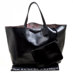 Pre Owned Givenchy Black Glazed Leather Large Antigona Shopping Tote