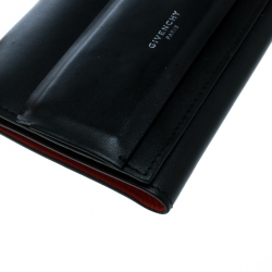 Pre Owned Givenchy Black Leather Horizon Trifold Wallet