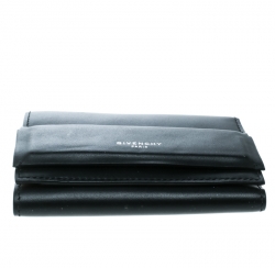 Pre Owned Givenchy Black Leather Horizon Trifold Wallet