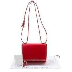 Pre Owned Givenchy Red Leather Mini Pandora Box Crossbody Bag