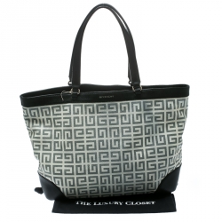 Pre Owned Givenchy Grey/Black Coated Canvas and Leather Shopper Tote