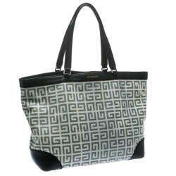 Pre Owned Givenchy Grey/Black Coated Canvas and Leather Shopper Tote