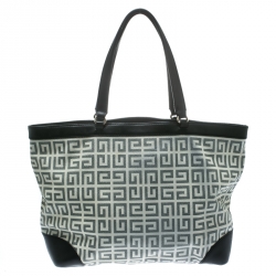 Pre Owned Givenchy Grey/Black Coated Canvas and Leather Shopper Tote