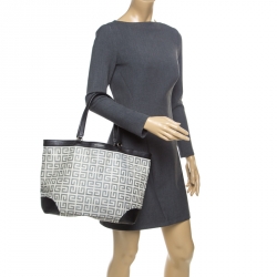 Pre Owned Givenchy Grey/Black Coated Canvas and Leather Shopper Tote