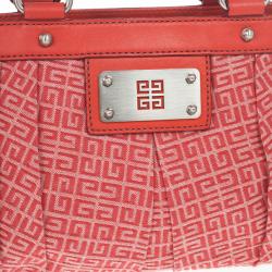 مملوكة مسبقًا Givenchy Red Canvas Monogram and Leather Satchel 