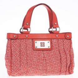 مملوكة مسبقًا Givenchy Red Canvas Monogram and Leather Satchel 