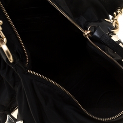 Pre Owned Givenchy Black Nylon and Leather Studded Hobo