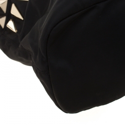Pre Owned Givenchy Black Nylon and Leather Studded Hobo