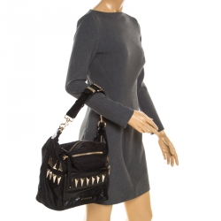 Pre Owned Givenchy Black Nylon and Leather Studded Hobo