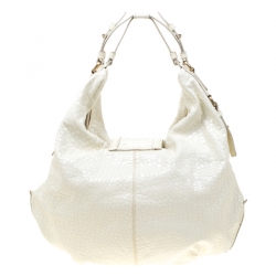 Pre Owned حقيبة جيفنشي جلد لامع منقوش بيضاء