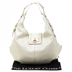 Pre Owned حقيبة جيفنشي جلد لامع منقوش بيضاء