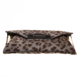 مملوكة مسبقًا Givenchy Beige Leopard Print Pony Hair Antigona Envelope Clutch Bag