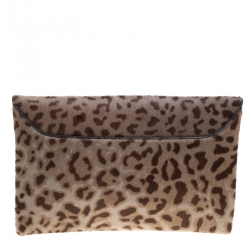 مملوكة مسبقًا Givenchy Beige Leopard Print Pony Hair Antigona Envelope Clutch Bag