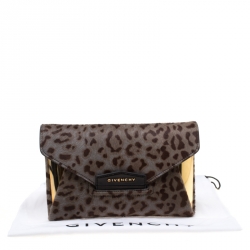 مملوكة مسبقًا Givenchy Beige Leopard Print Pony Hair Antigona Envelope Clutch Bag