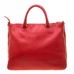 Givenchy Red Leather Zip Detail Top Handle Bag