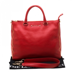 Givenchy Red Leather Zip Detail Top Handle Bag