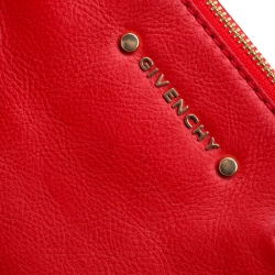 Givenchy Red Leather Zip Detail Top Handle Bag