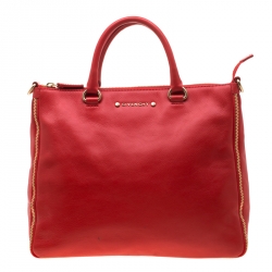 Givenchy Red Leather Zip Detail Top Handle Bag