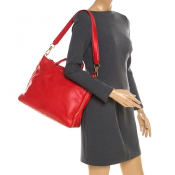 Givenchy Red Leather Zip Detail Top Handle Bag
