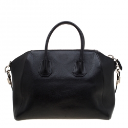 Pre Owned Givenchy Black Leather Antigona Top Handle Bag
