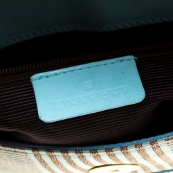 Givenchy Powder Blue Stripped Canvas and Leather Shoulder Bag