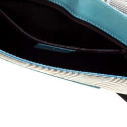 Givenchy Powder Blue Stripped Canvas and Leather Shoulder Bag
