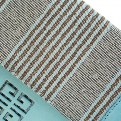 Givenchy Powder Blue Stripped Canvas and Leather Shoulder Bag