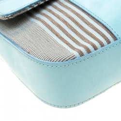 Givenchy Powder Blue Stripped Canvas and Leather Shoulder Bag