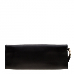 Pre Owned Givenchy Black Leather Shark Tooth Long Wristlet Clutch