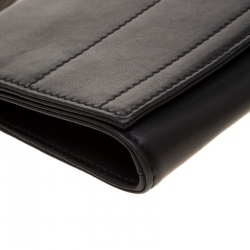 Pre Owned Givenchy Black Leather Shark Tooth Long Wristlet Clutch