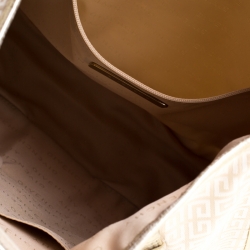 Pre Owned حقيبة جيفنشي جلد وقماش ذهبية/ بيج