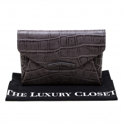 Givenchy Grey Croc Embossed Leather Antigona Envelope Clutch