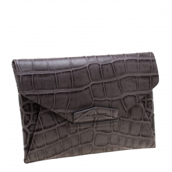 Givenchy Grey Croc Embossed Leather Antigona Envelope Clutch