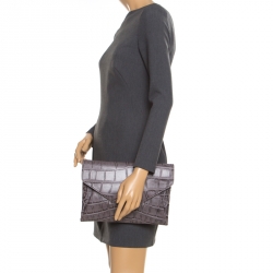 Givenchy Grey Croc Embossed Leather Antigona Envelope Clutch