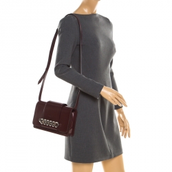 Pre Owned حقيبة كتف جيفنشي انفينيتي صغيرة جلد عنابية