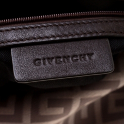 Pre Owned Givenchy Brown/Off-White Monogram Canvas and Leather Hobo