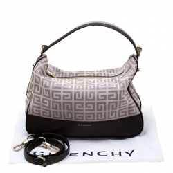 Pre Owned Givenchy Brown/Off-White Monogram Canvas and Leather Hobo
