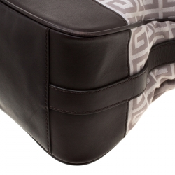 Pre Owned Givenchy Brown/Off-White Monogram Canvas and Leather Hobo