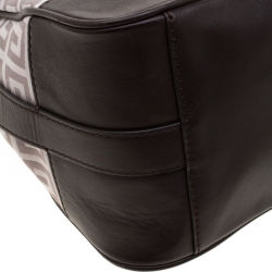 Pre Owned Givenchy Brown/Off-White Monogram Canvas and Leather Hobo