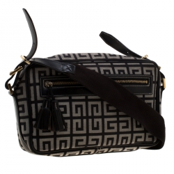 مملوكة مسبقًا حقيبة كروس جيفنشي جلد وكانفاس شهير بيضاء/ سوداء