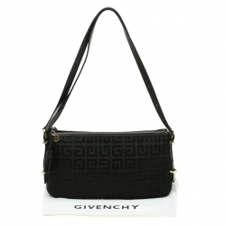 Pre Owned Givenchy Black Signature Canvas Shoulder Bag