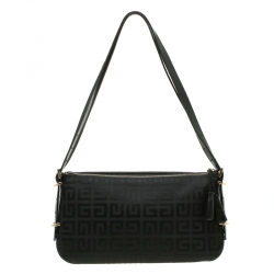 Pre Owned Givenchy Black Signature Canvas Shoulder Bag