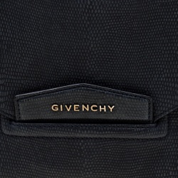 Pre Owned حقيبة كلاتش جيفنشي مظروف أنتيغونا نقش سحلية سوداء